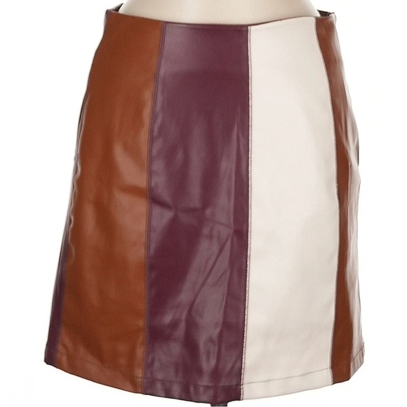 Kori Red and Tan Mini A-line Skirt - Picture 2 of 3